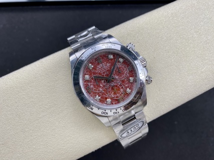 CLEAN Factory Rolex Daytona 116509G 40MM Full White Gold Diamond Red Dial