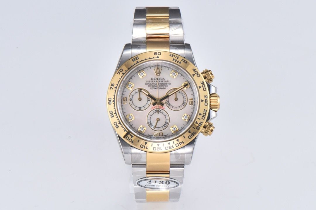 Clean Factory Rolex Daytona 116503 40MM Half Gold Diamond Mop Mother Of Pearl Dial