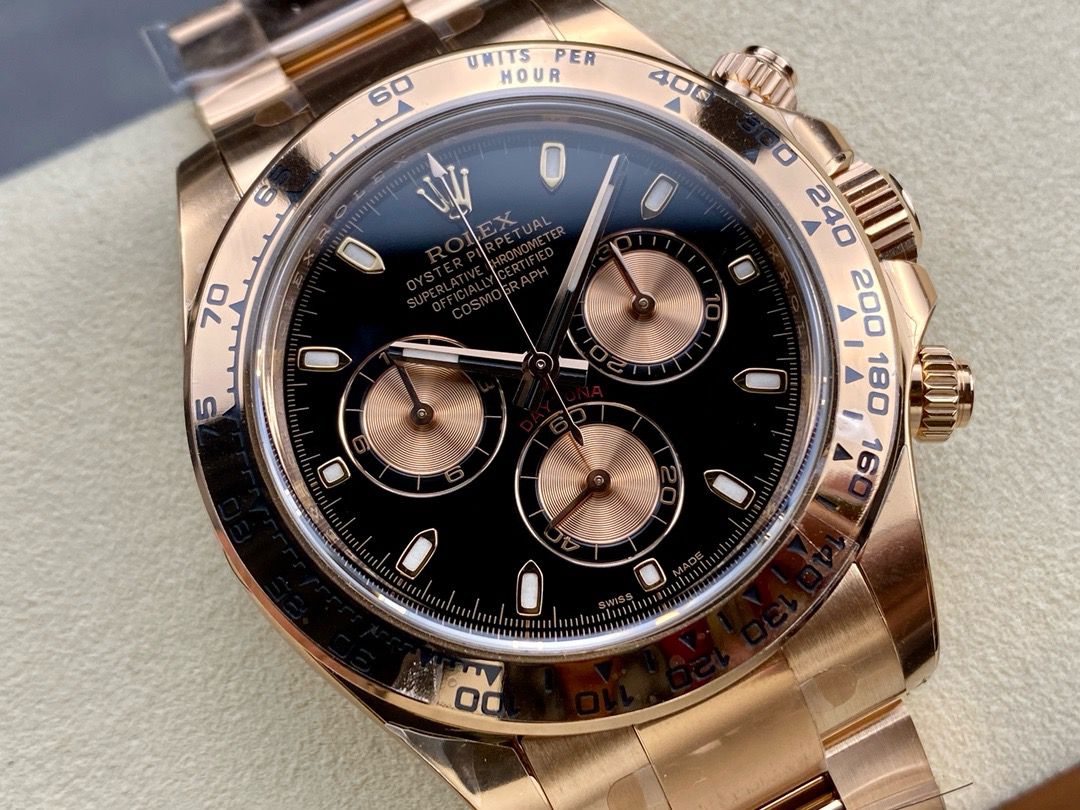 Clean Factory Rolex Daytona 116505-0008 40MM Full Rose Gold Black Dial