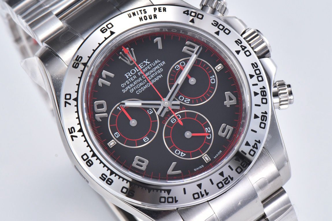 Clean Factory Rolex Daytona 116509 40MM Full White Gold Racing Arabic Number Black Dial