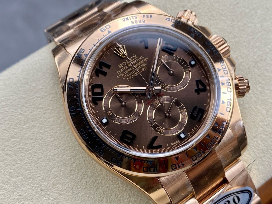 Clean Factory Rolex Daytona 116505-0011 40MM Full Rose Gold Arabic Number Brown Dial