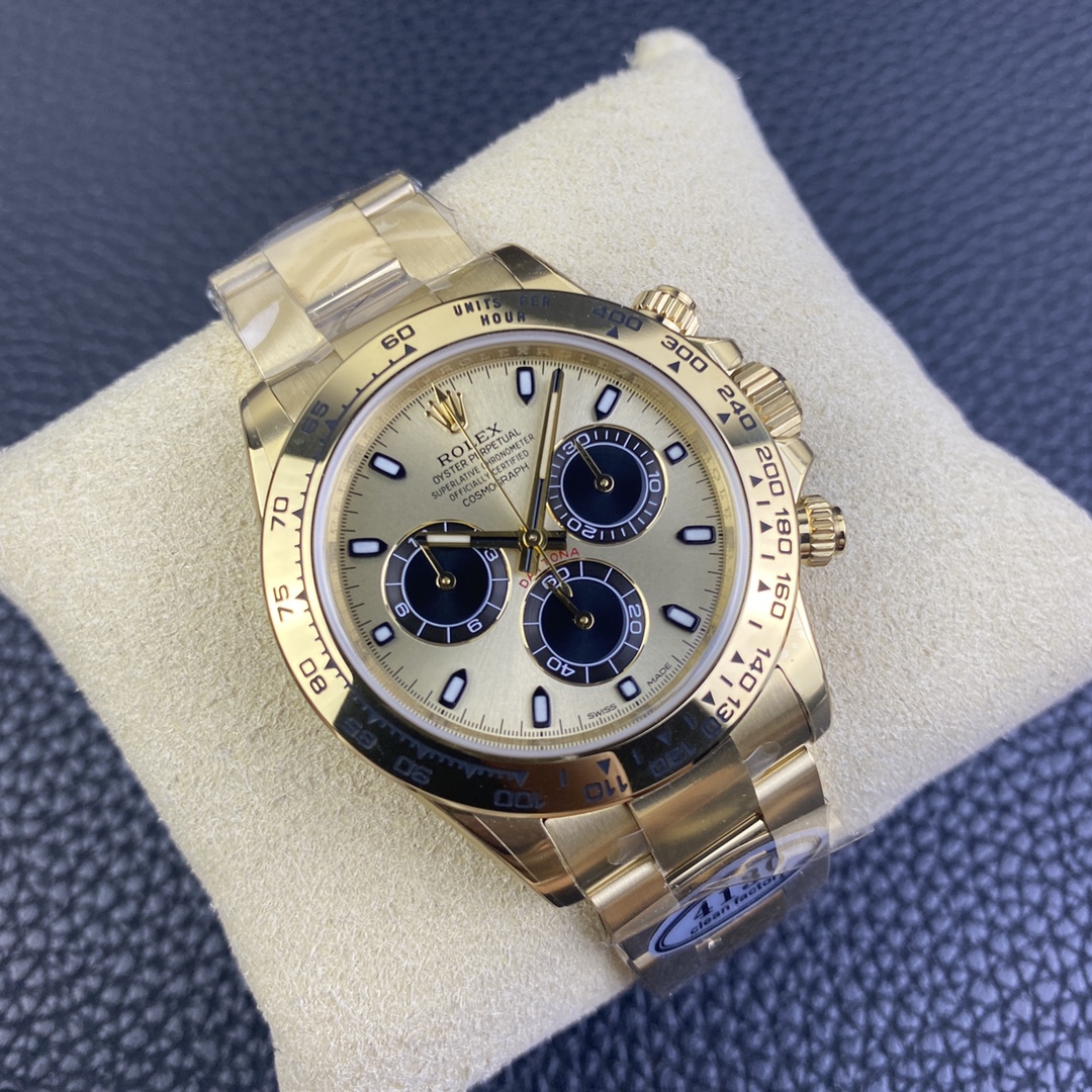 CLEAN Factory Rolex Daytona 116508-0014 40MM Full Gold Black Eye Gold Dial