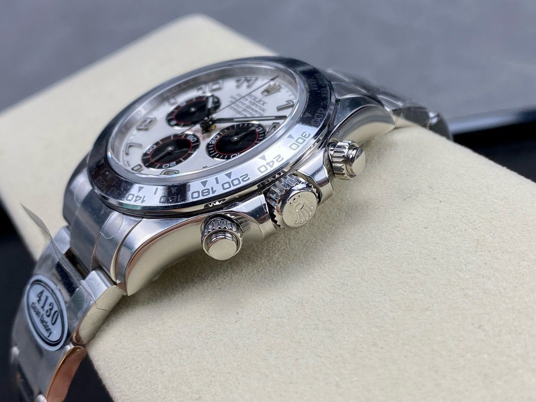Clean Factory Rolex Daytona 116509 40MM Full White Gold Arabic Number Black Eye White Dial