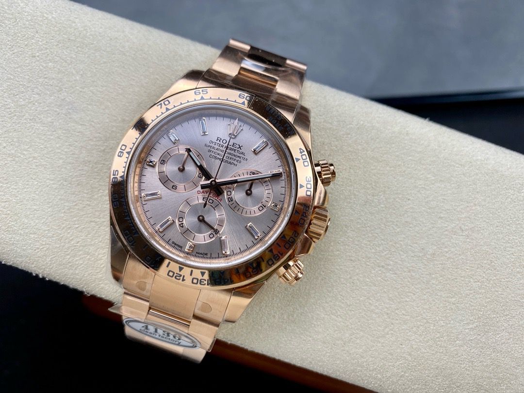 Clean Factory Rolex Daytona 116505-0017 40MM Full Rose Gold Diamond Bagutte Pink Dial
