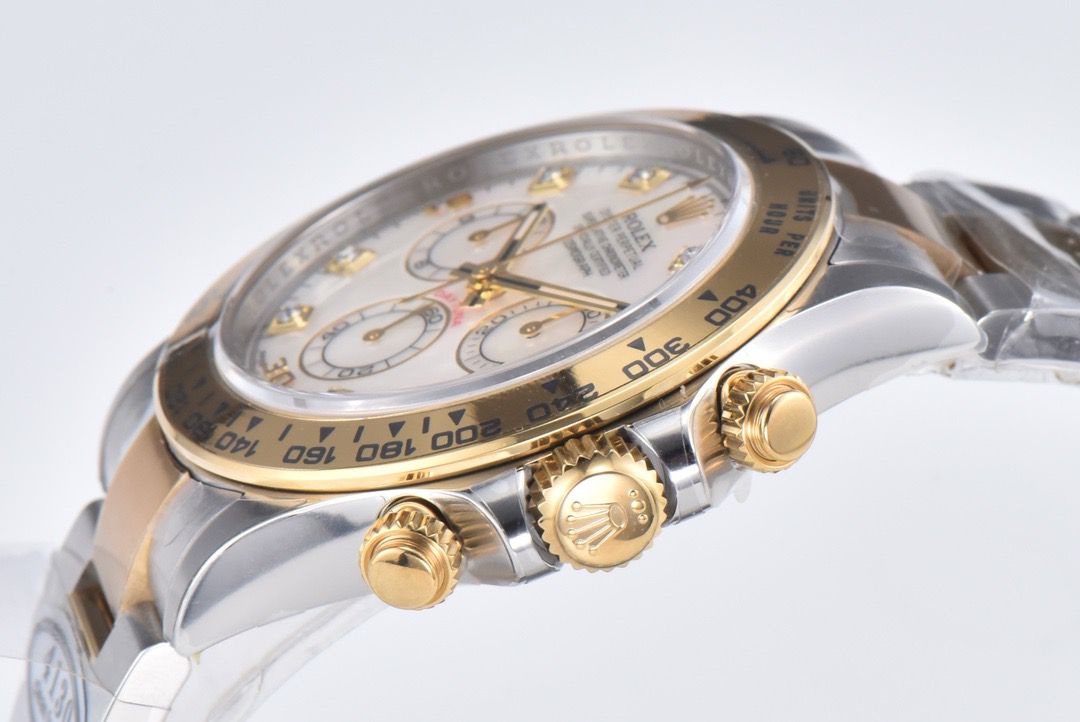 Clean Factory Rolex Daytona 116503 40MM Half Gold Diamond Mop Mother Of Pearl Dial
