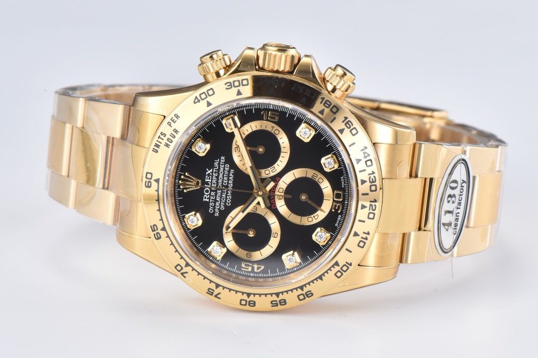 Clean Factory Rolex Daytona 116508 40MM Full Yellow Gold Diamond Mop Black Dial