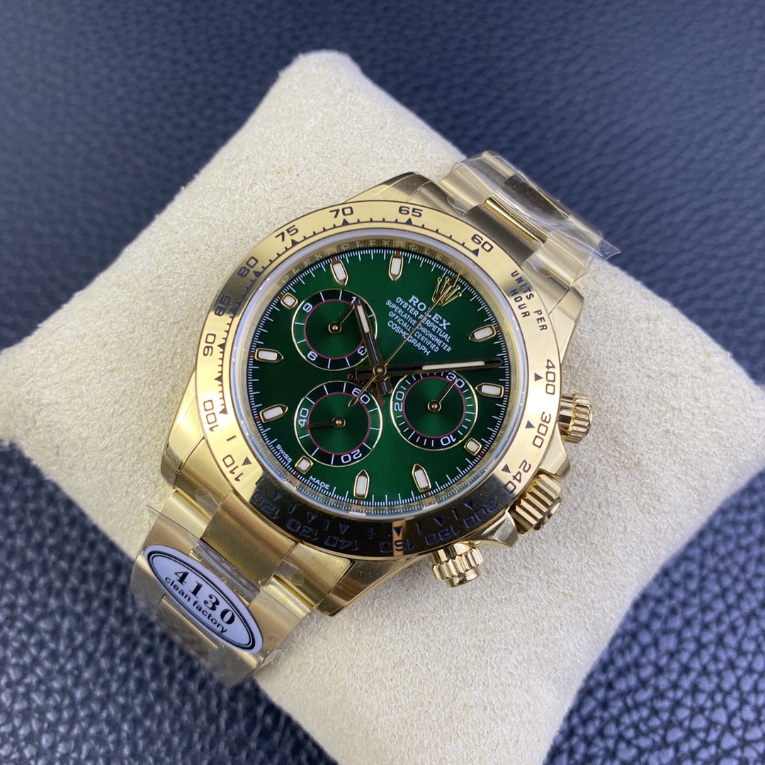 CLEAN Factory Rolex Daytona 116508-0013 40MM Full Gold Green Dial