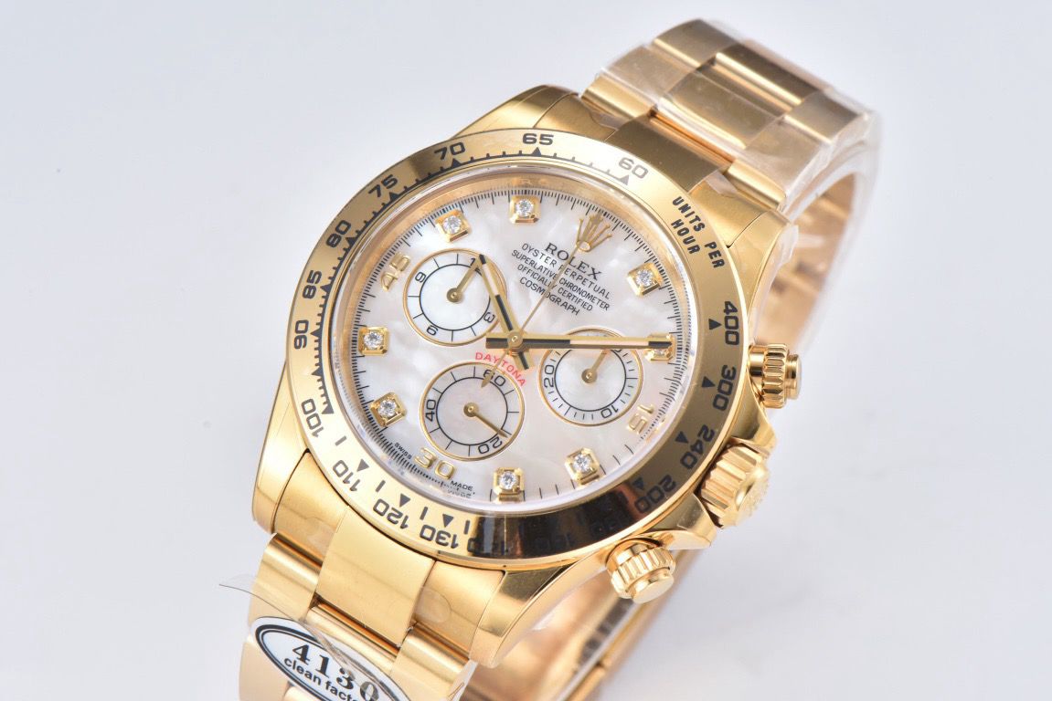 Clean Factory Rolex Daytona 116508 40MM Full Yellow Gold Diamond Mop Mother Of Pearl Dial