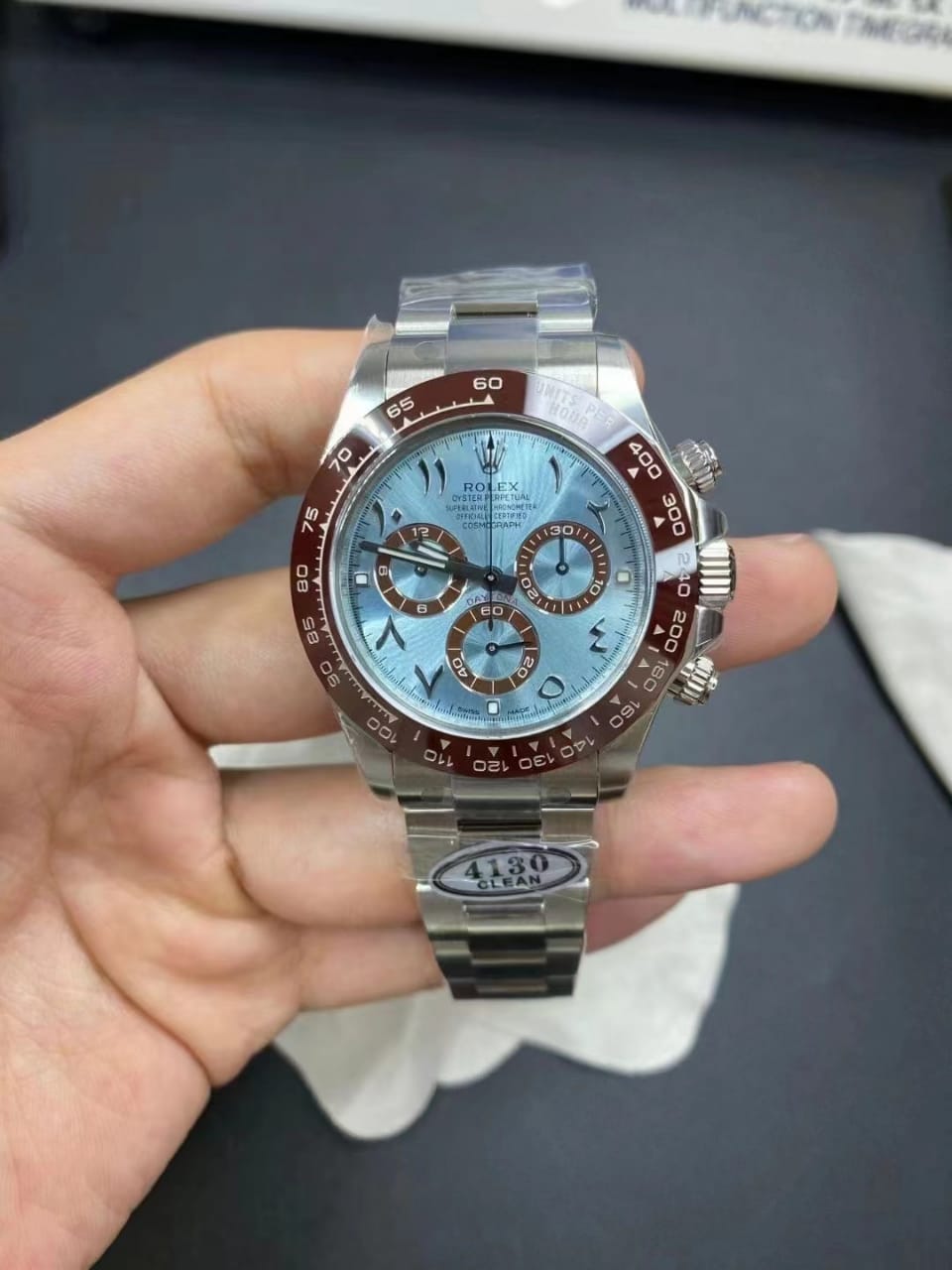 Clean Factory Rolex Daytona 116506-0004 40MM Full Platinum Arabic Number Ice Blue Dial