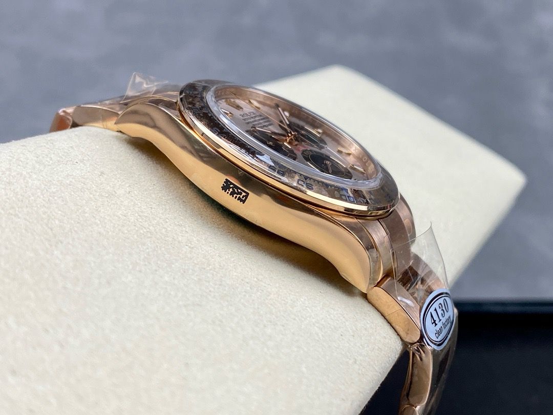 Clean Factory Rolex Daytona 116505-0003 40MM Full Rose Gold Black Eye Pink Dial