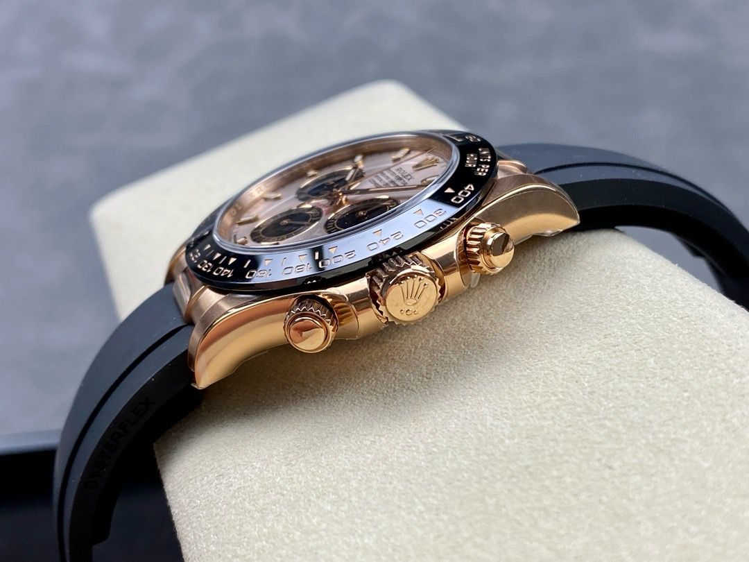 Clean Factory Rolex Daytona 116515LN-0059 40MM Rose Gold Rubber Strap Pink Dial