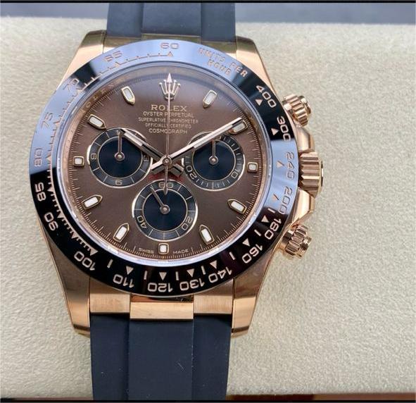 Clean Factory Rolex Daytona 116515LN-0041 40MM Rose Gold Rubber Strap Brown Dial