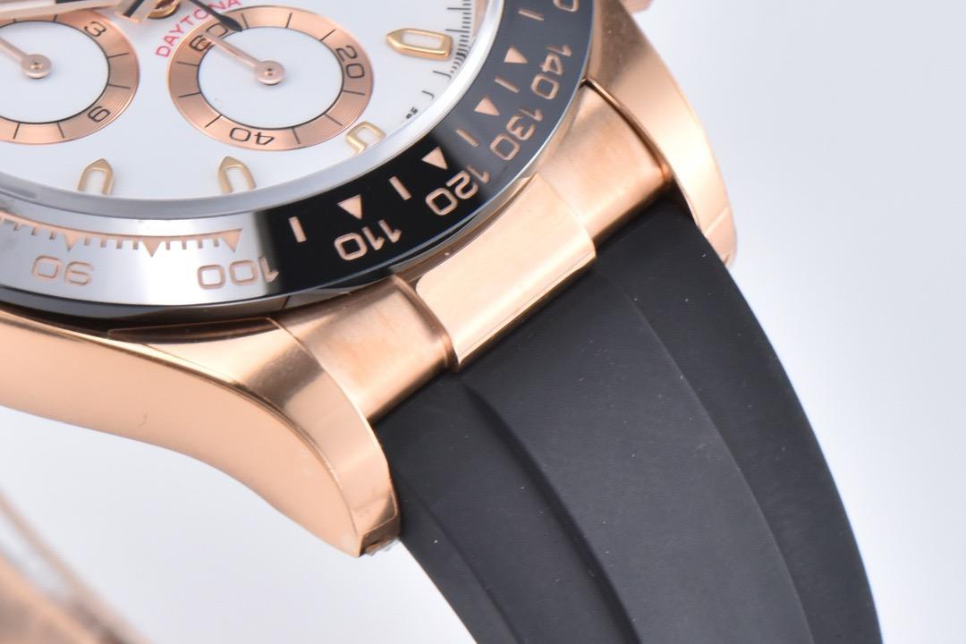 Clean Factory Rolex Daytona 116515LN 40MM Rose Gold Rubber Strap White Dial