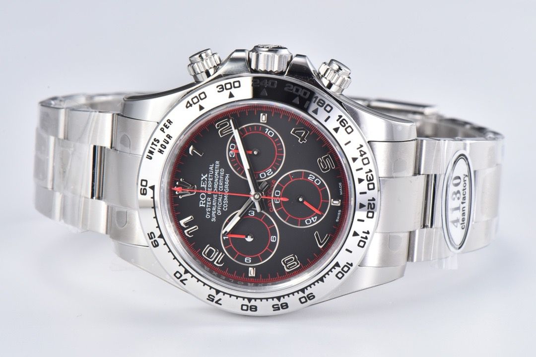 Clean Factory Rolex Daytona 116509 40MM Full White Gold Racing Arabic Number Black Dial