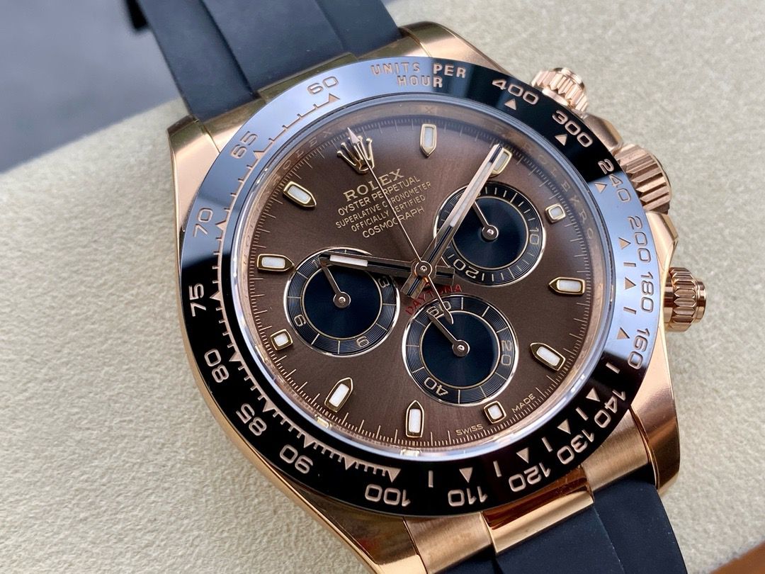 Clean Factory Rolex Daytona 116515LN-0041 40MM Rose Gold Rubber Strap Brown Dial