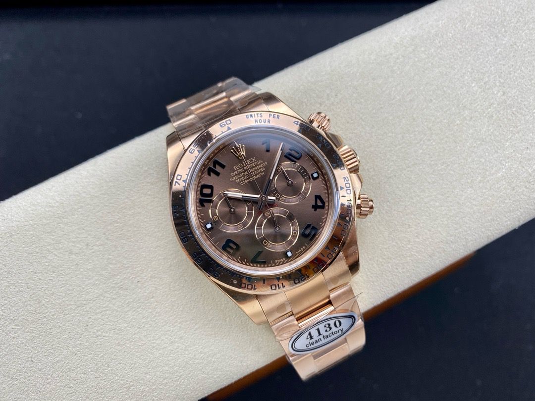 Clean Factory Rolex Daytona 116505-0011 40MM Full Rose Gold Arabic Number Brown Dial
