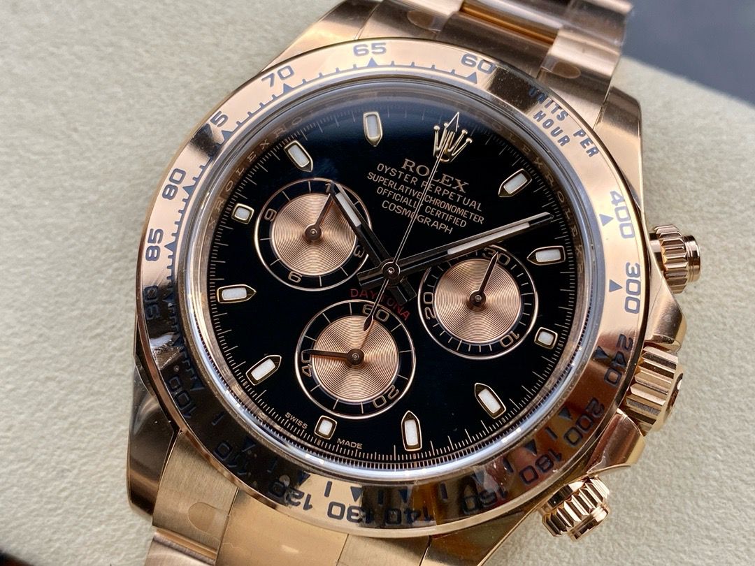 Clean Factory Rolex Daytona 116505-0008 40MM Full Rose Gold Black Dial