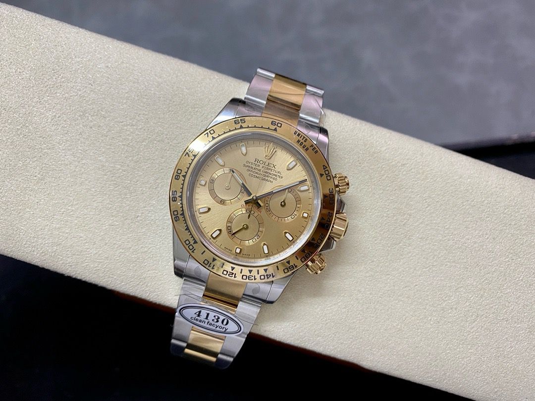 Clean Factory Rolex Daytona 116503-0003 40mm Half Gold, Champagne Dial