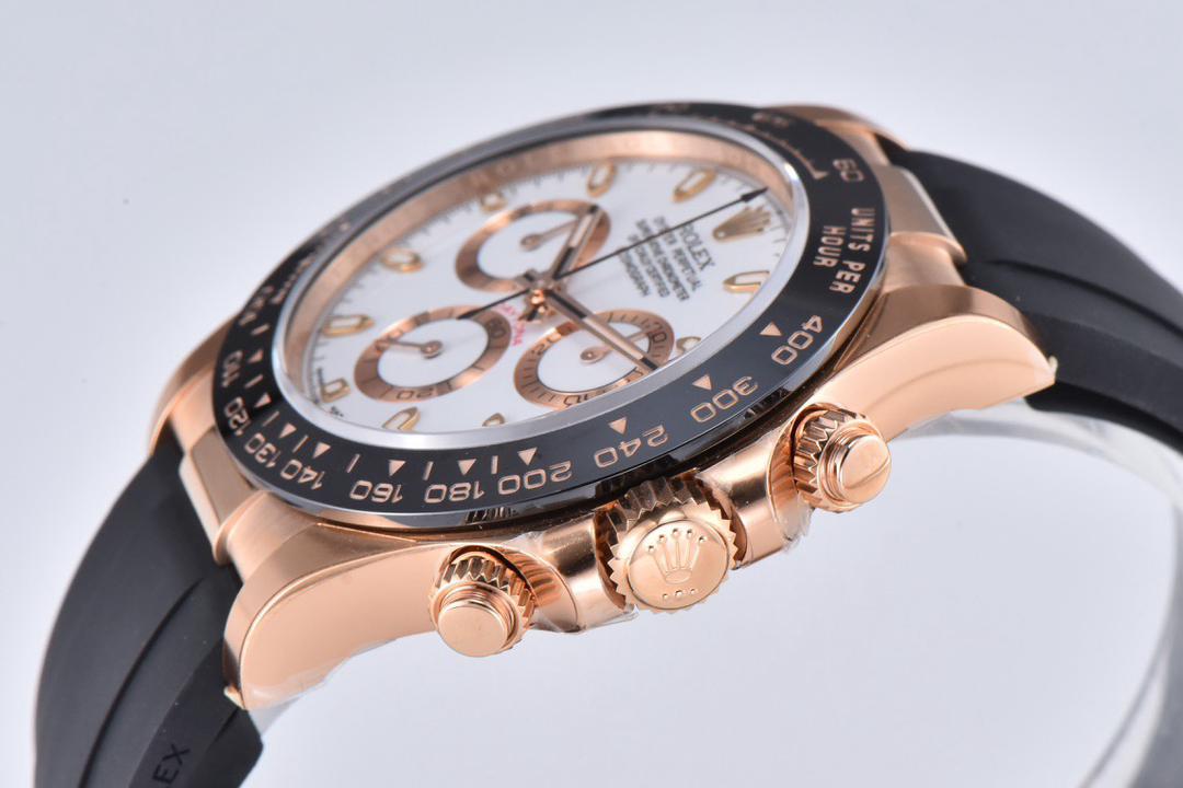 Clean Factory Rolex Daytona 116515LN 40MM Rose Gold Rubber Strap White Dial