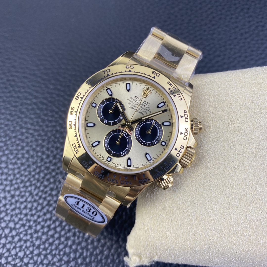 CLEAN Factory Rolex Daytona 116508-0014 40MM Full Gold Black Eye Gold Dial