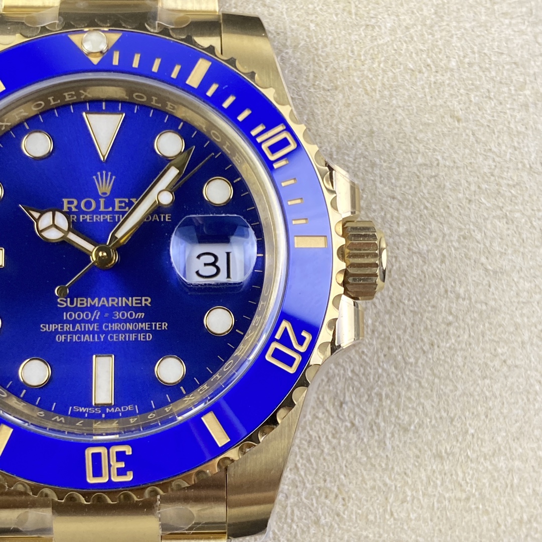 Clean Factory Rolex Submariner Date 126618LB-0002 41mm Full Yellow Gold Blue Dial