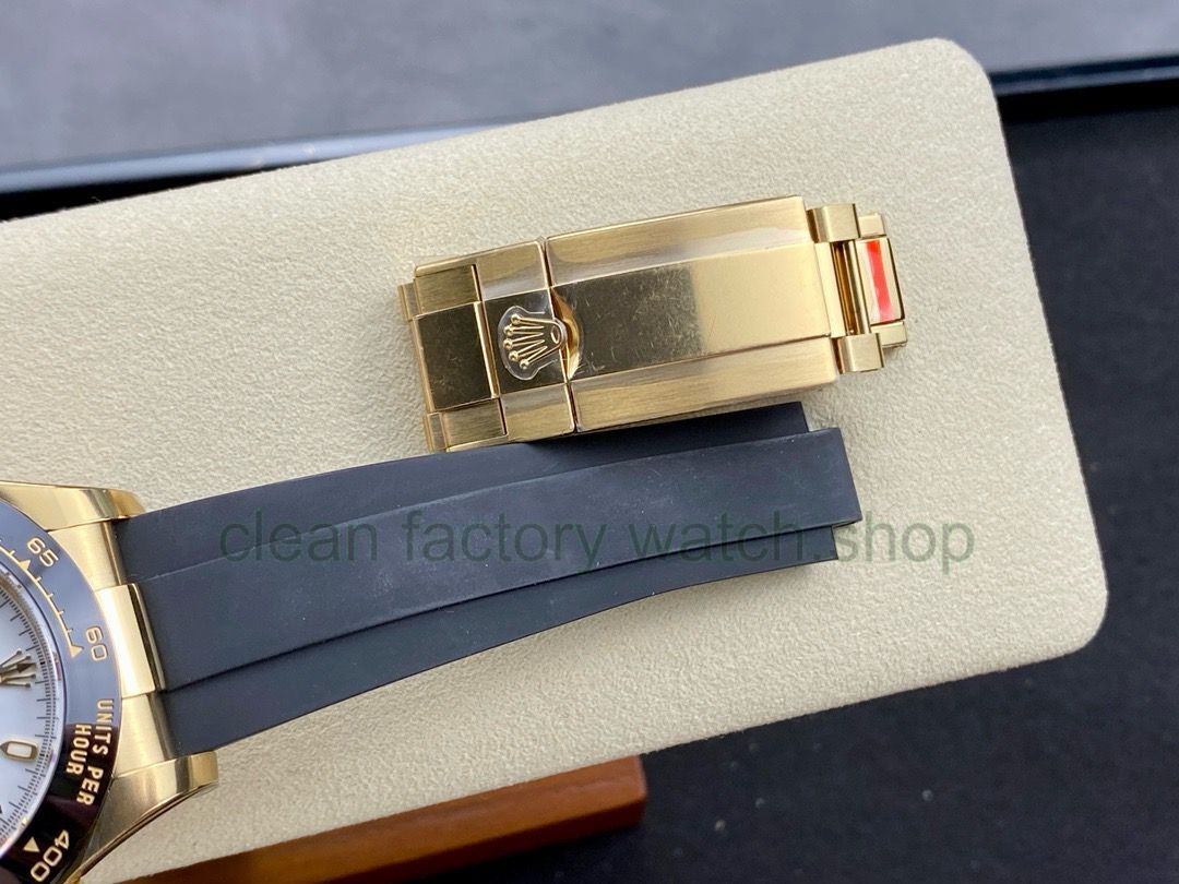 Clean Factory Rolex Daytona 116518LN-0041 40MM Yellow Gold Rubber Strap White Dial