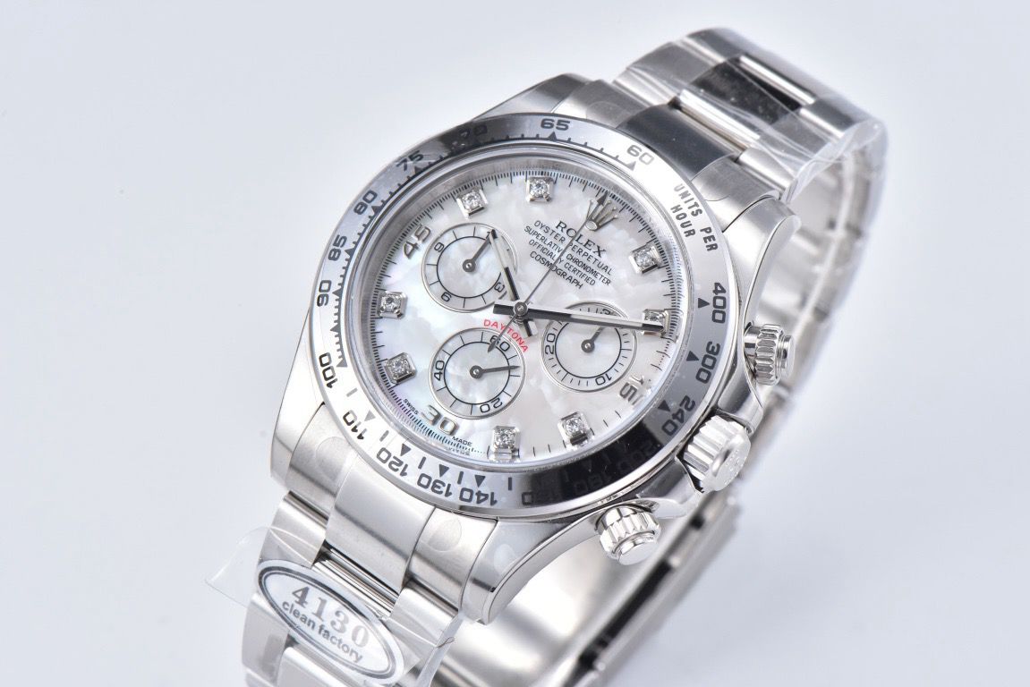 Clean Factory Rolex Daytona 116509NG 40MM Full White Gold Diamond Mop Mother Of Pearl Dial