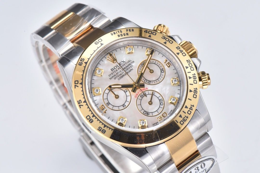 Clean Factory Rolex Daytona 116503 40MM Half Gold Diamond Mop Mother Of Pearl Dial