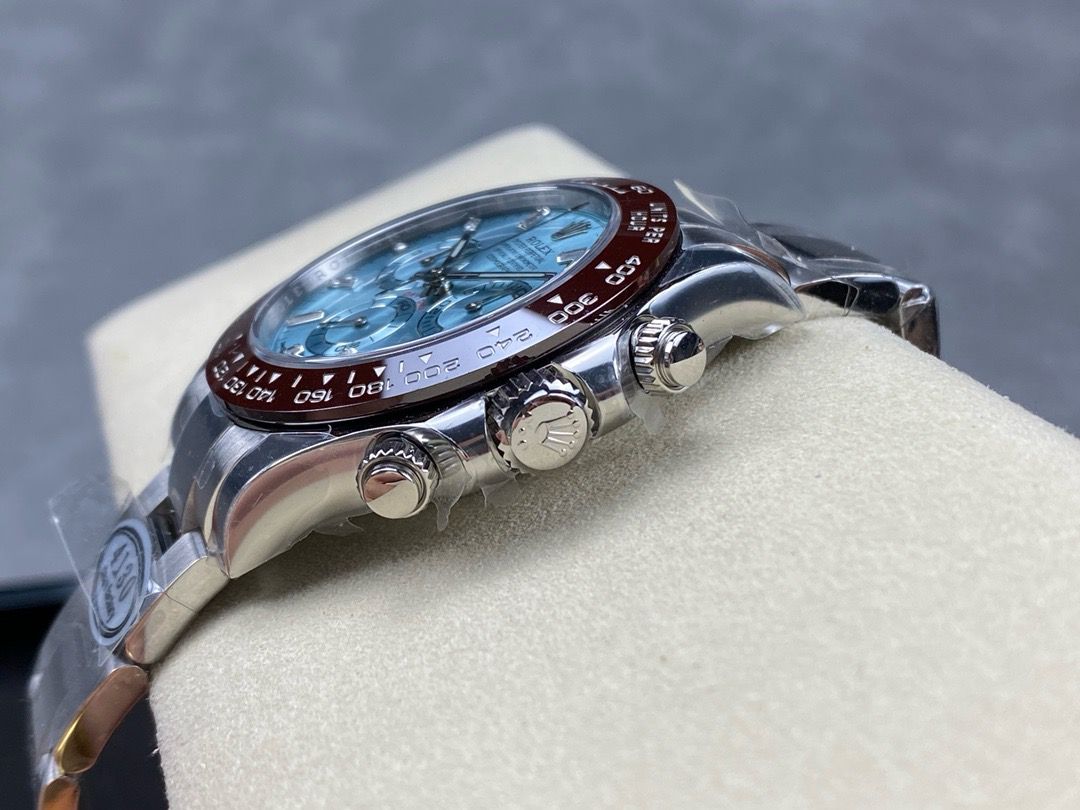 Clean Factory Rolex Daytona 116506-0002 40MM Full Platinum Ice Diamond Baguette Blue Dial