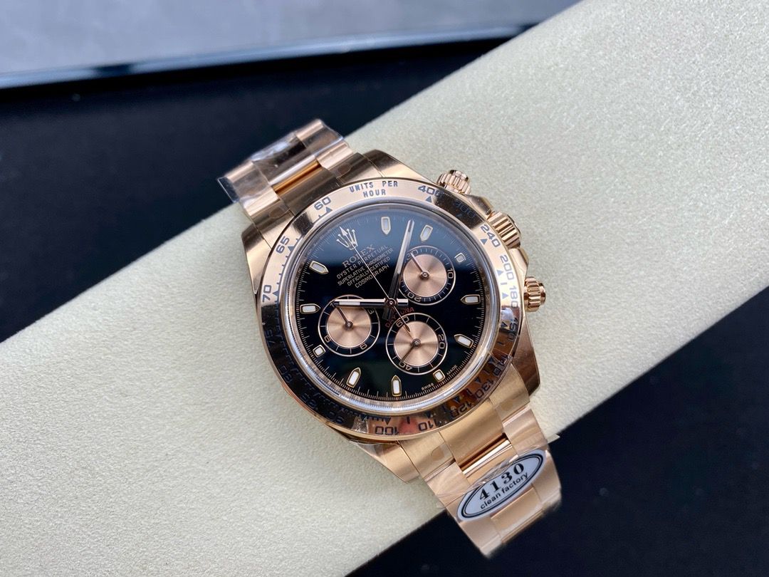 Clean Factory Rolex Daytona 116505-0008 40MM Full Rose Gold Black Dial