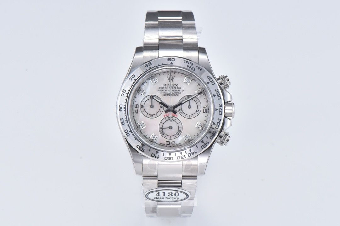 Clean Factory Rolex Daytona 116509NG 40MM Full White Gold Diamond Mop Mother Of Pearl Dial