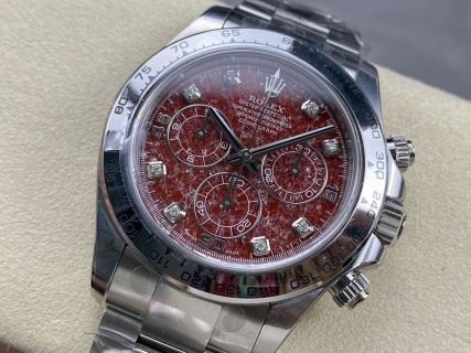 CLEAN Factory Rolex Daytona 116509G 40MM Full White Gold Diamond Red Dial