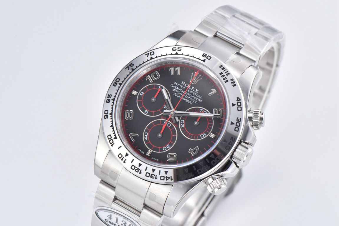 Clean Factory Rolex Daytona 116509 40MM Full White Gold Racing Arabic Number Black Dial