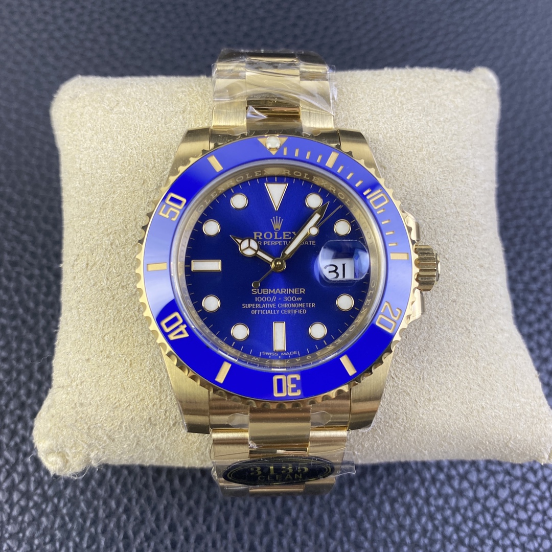 Clean Factory Rolex Submariner Date 126618LB-0002 41mm Full Yellow Gold Blue Dial