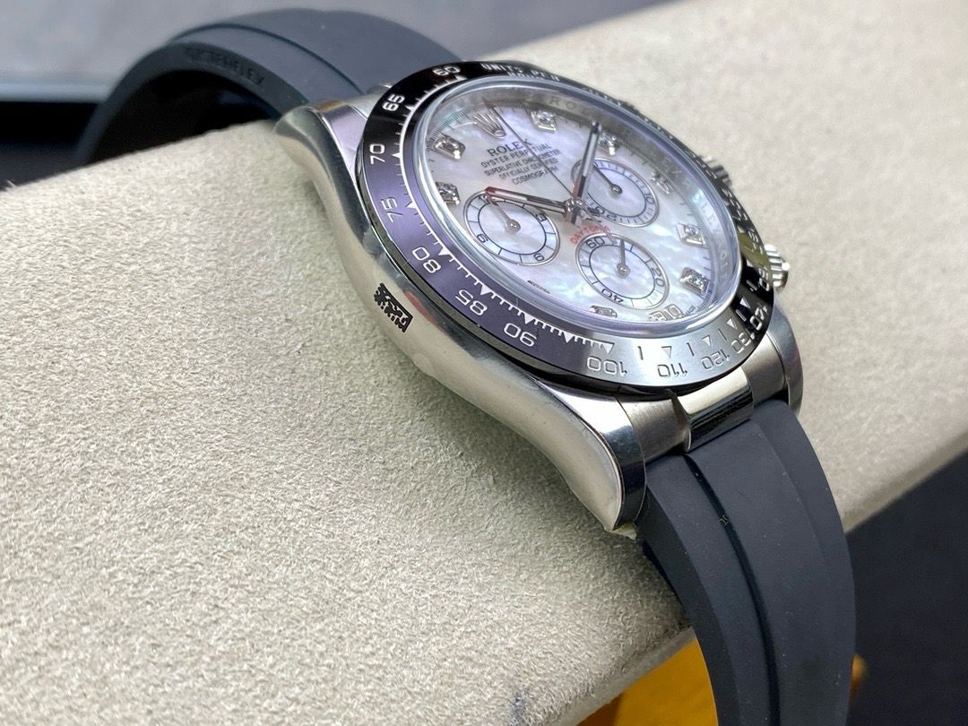 Clean Factory Rolex Daytona 116519LN-0026 40MM White Gold Rubber Strap Diamond Mop Mother Of Pearl Dial