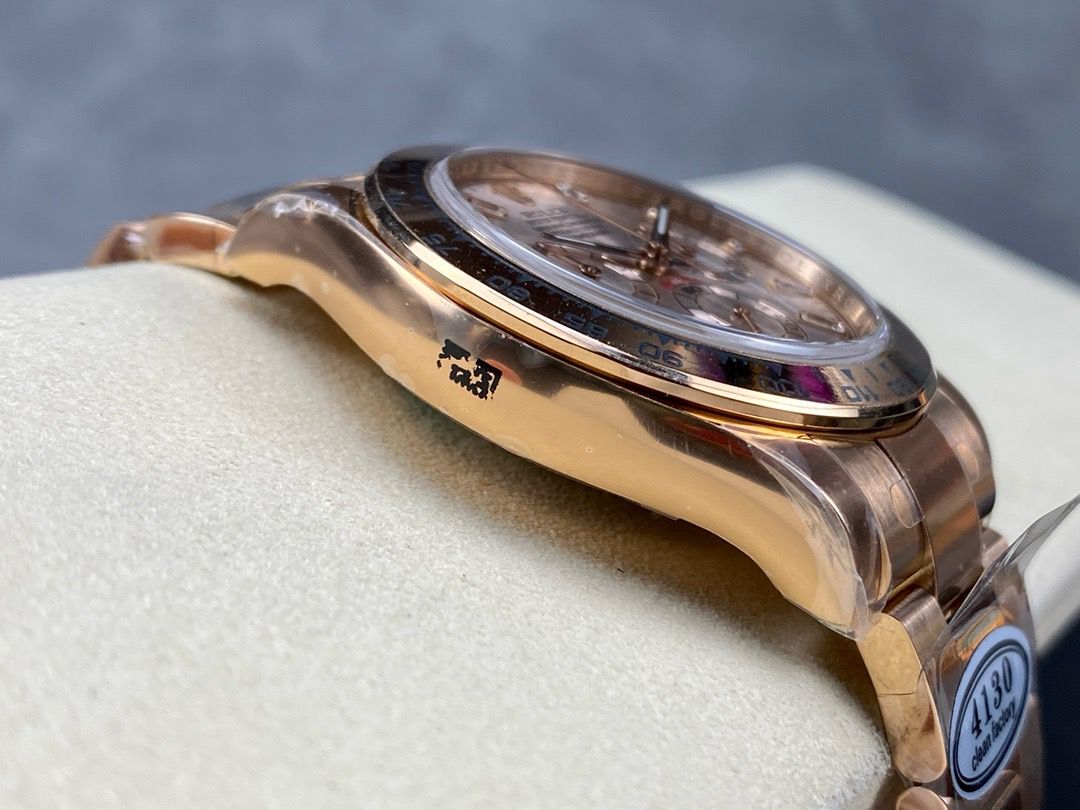 Clean Factory Rolex Daytona 116505-0017 40MM Full Rose Gold Diamond Bagutte Pink Dial