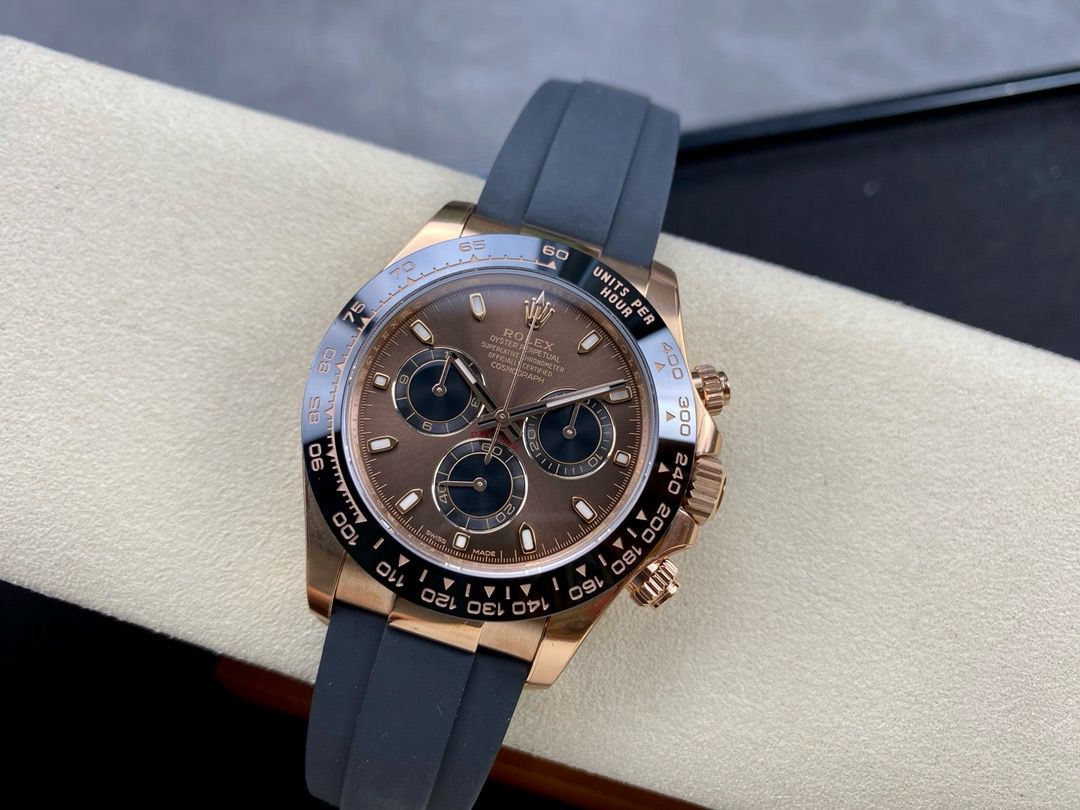 Clean Factory Rolex Daytona 116515LN-0041 40MM Rose Gold Rubber Strap Brown Dial