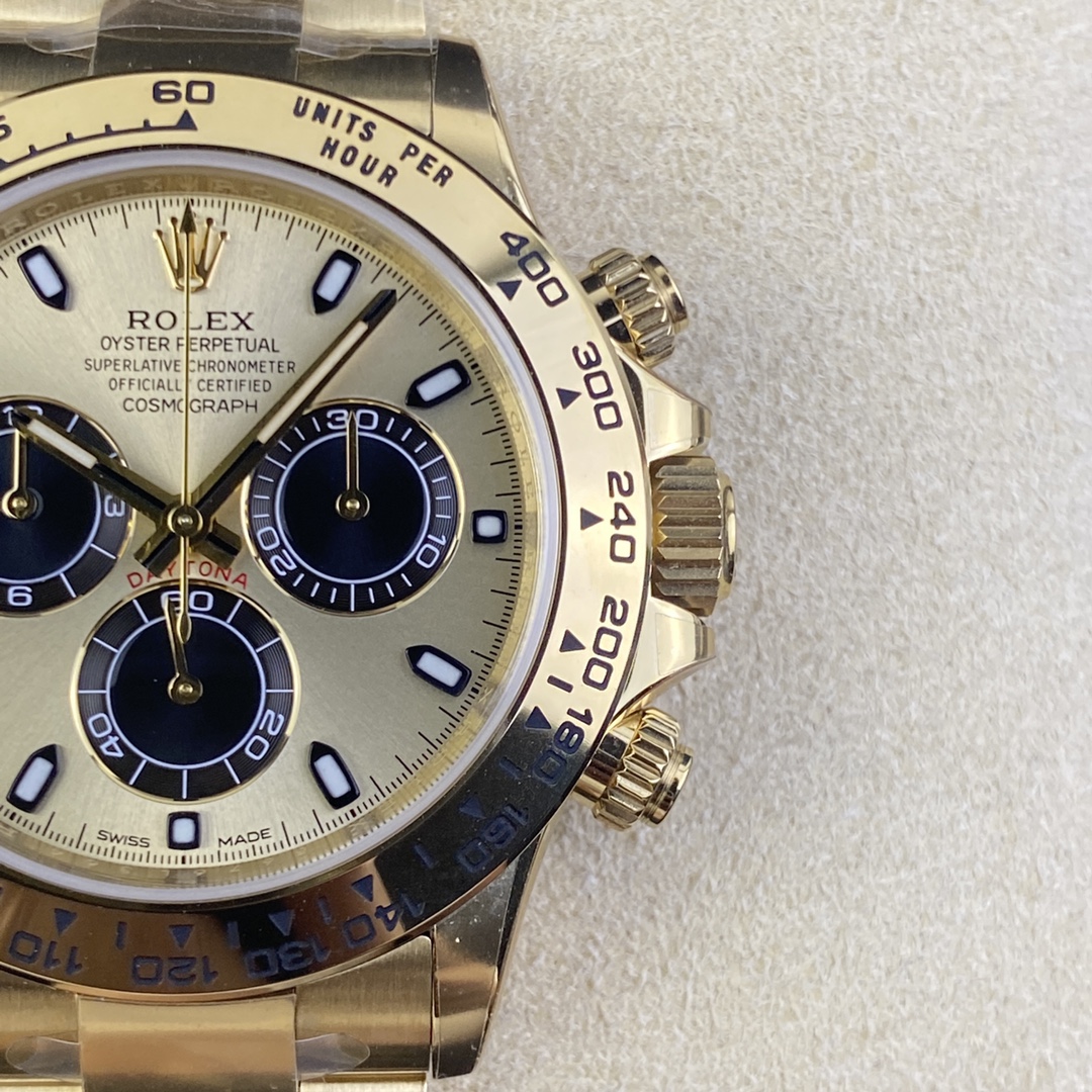 CLEAN Factory Rolex Daytona 116508-0014 40MM Full Gold Black Eye Gold Dial