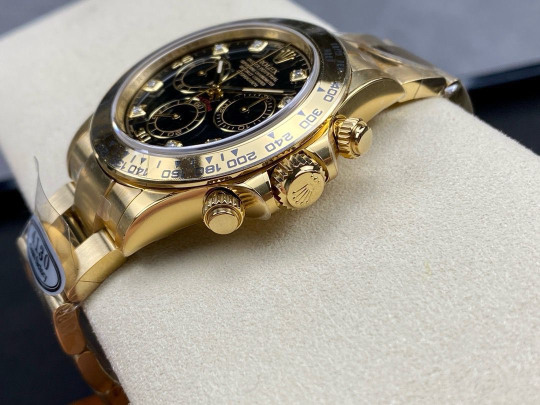 Clean Factory Rolex Daytona 116508-0008 40MM Full Gold Diamond Black Dial