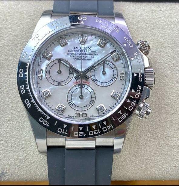 Clean Factory Rolex Daytona 116519LN-0026 40MM White Gold Rubber Strap Diamond Mop Mother Of Pearl Dial