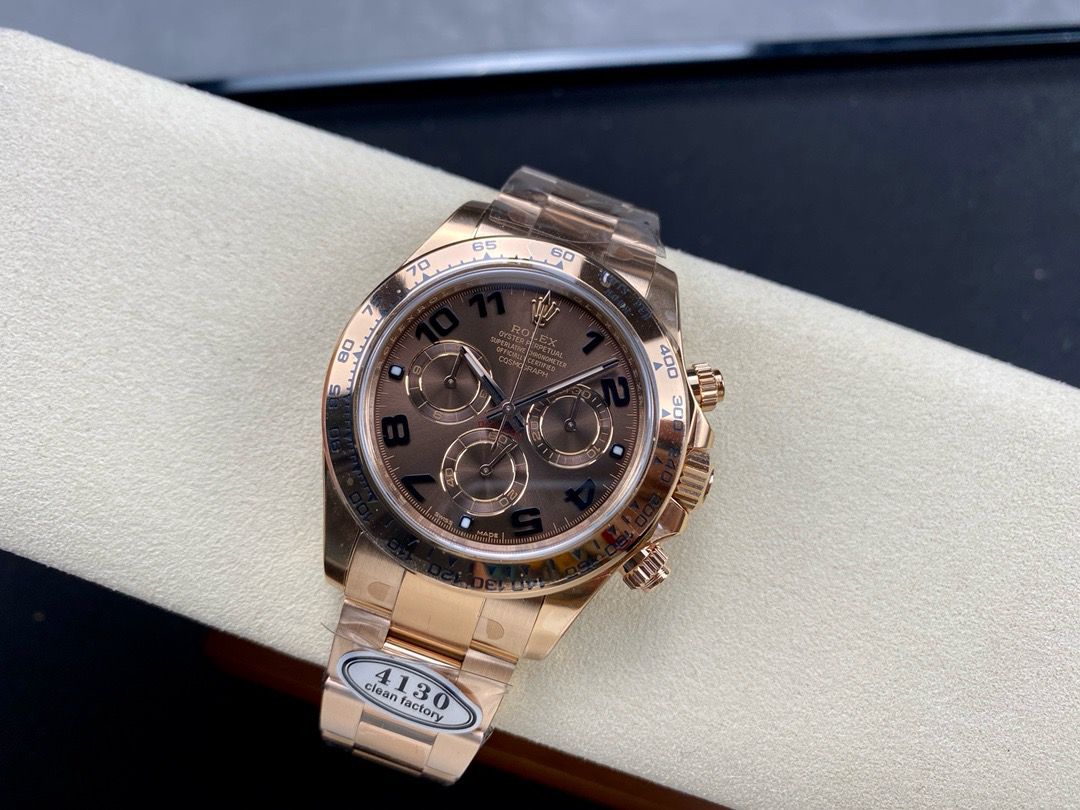 Clean Factory Rolex Daytona 116505-0011 40MM Full Rose Gold Arabic Number Brown Dial