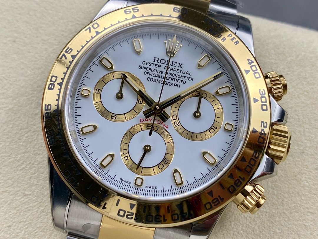 Clean Factory Rolex Daytona 116503-0001 40MM Half Gold White Dial
