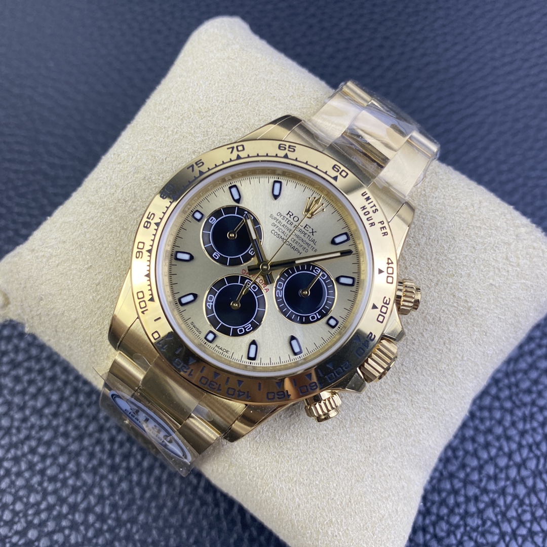 CLEAN Factory Rolex Daytona 116508-0014 40MM Full Gold Black Eye Gold Dial