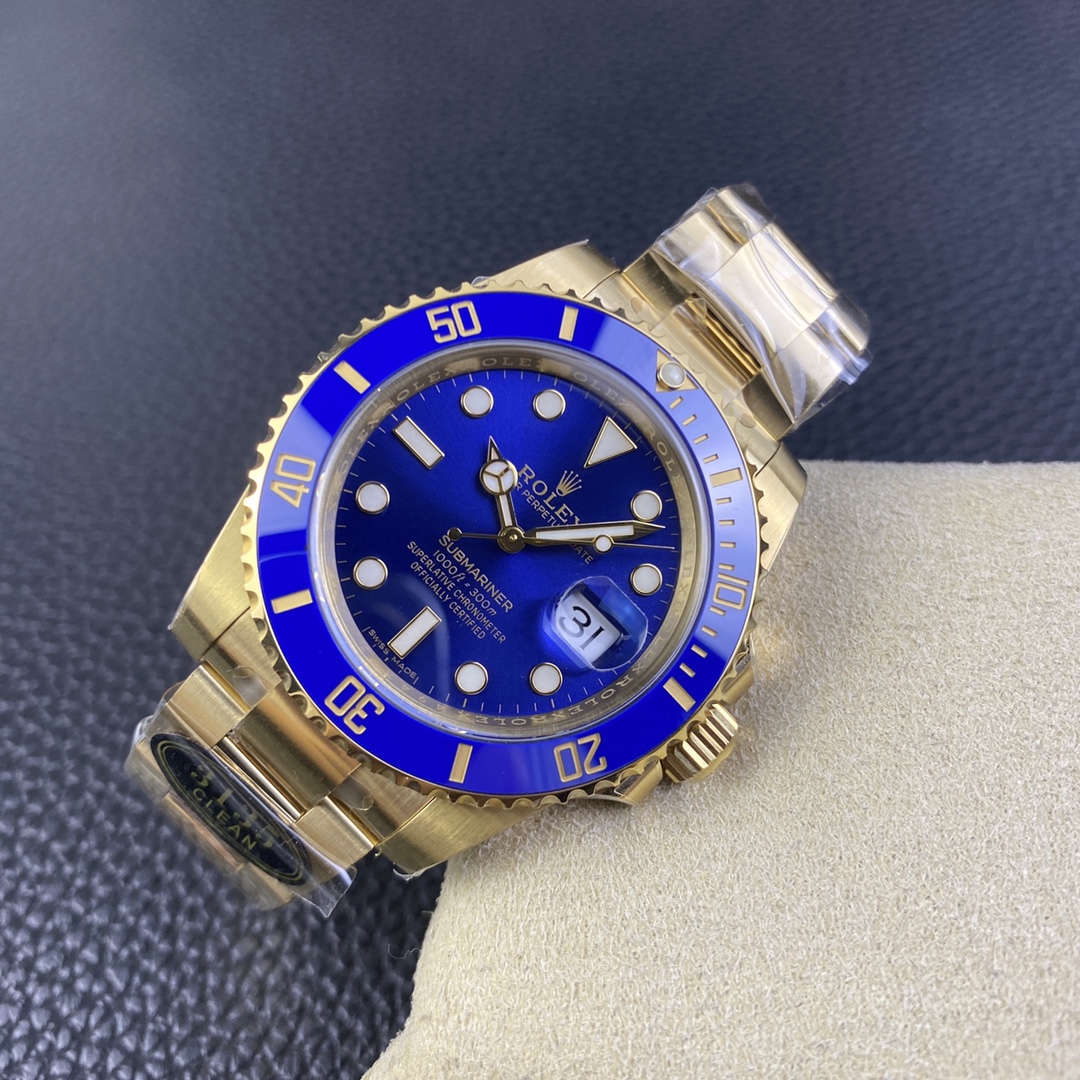 Clean Factory Rolex Submariner Date 126618LB-0002 41mm Full Yellow Gold Blue Dial