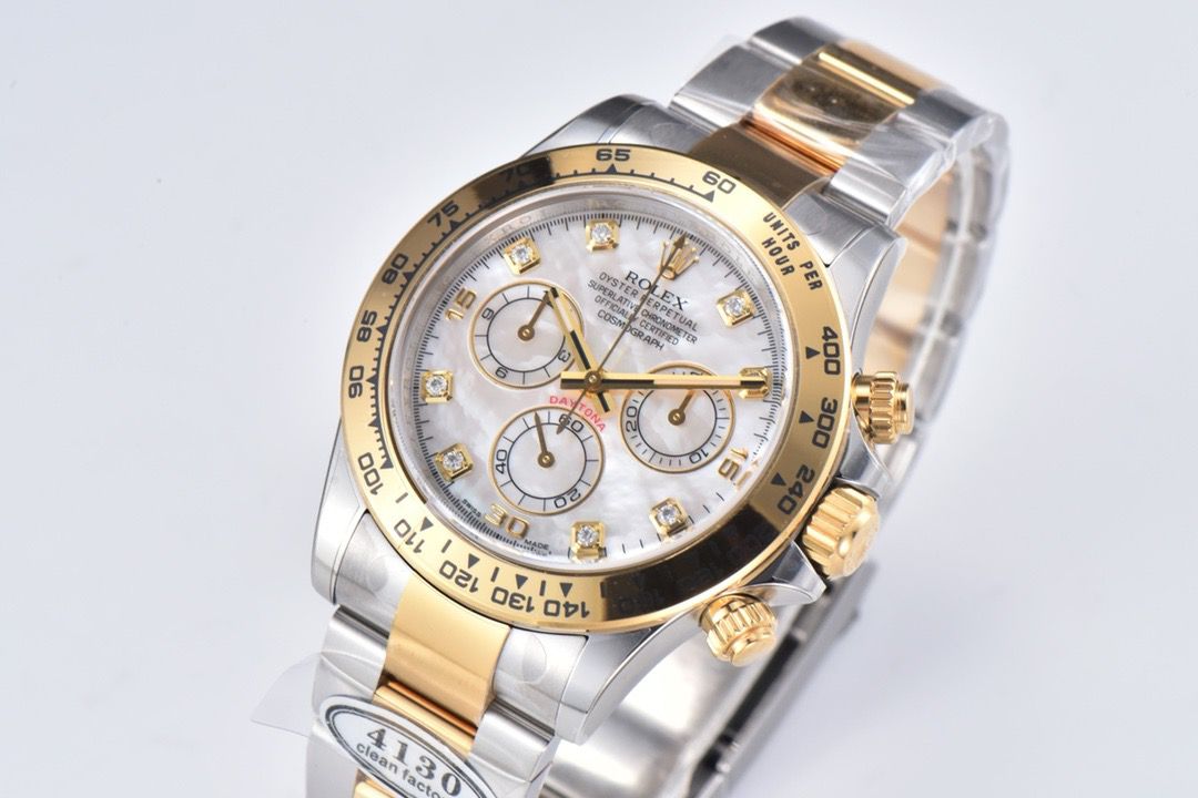 Clean Factory Rolex Daytona 116503 40MM Half Gold Diamond Mop Mother Of Pearl Dial