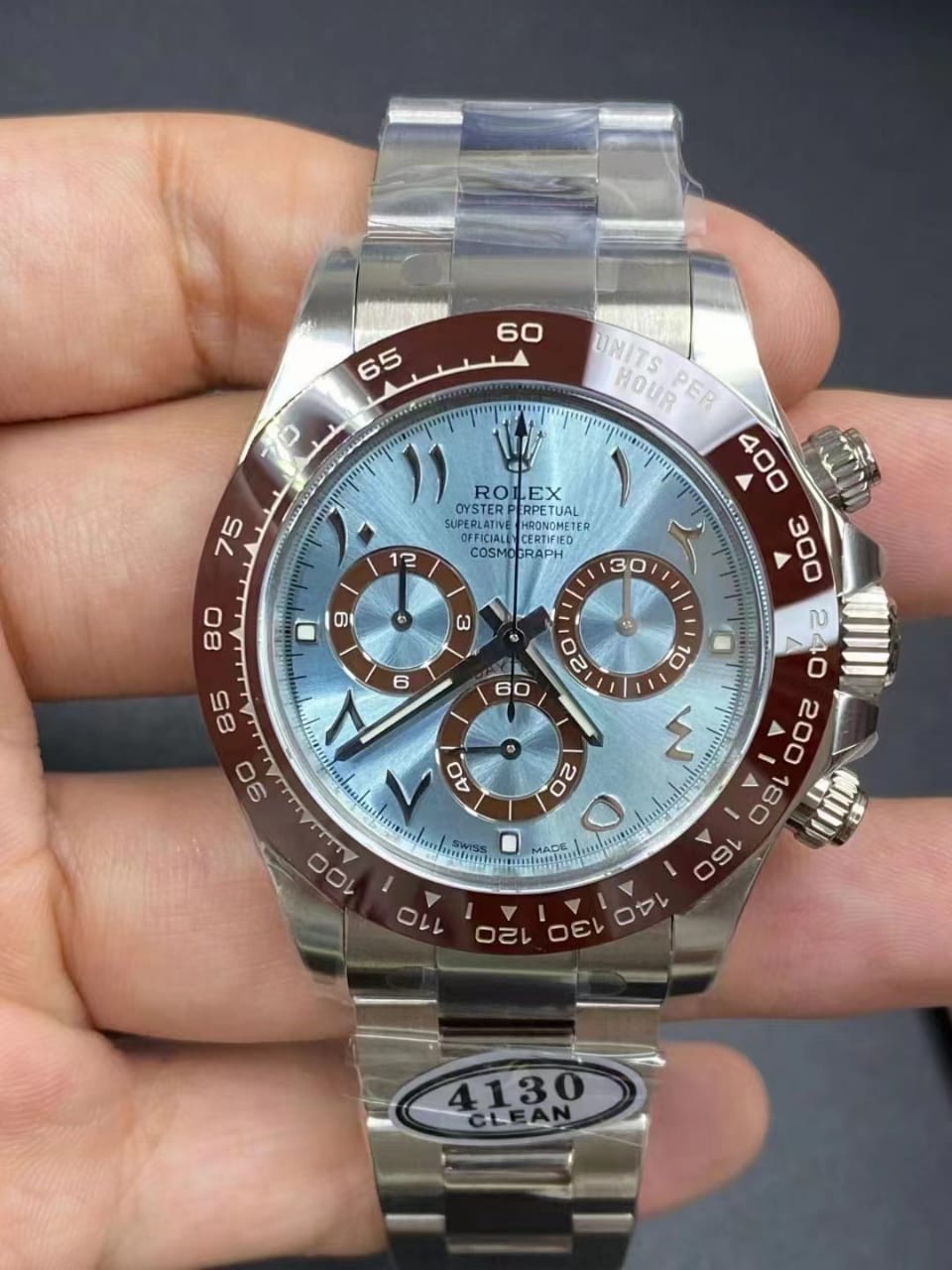 Clean Factory Rolex Daytona 116506-0004 40MM Full Platinum Arabic Number Ice Blue Dial