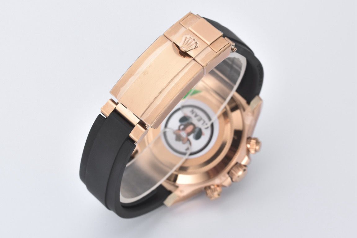 Clean Factory Rolex Daytona 116515LN-0006 40MM Rose Gold Rubber Strap Baguette Diamond Pink Dial