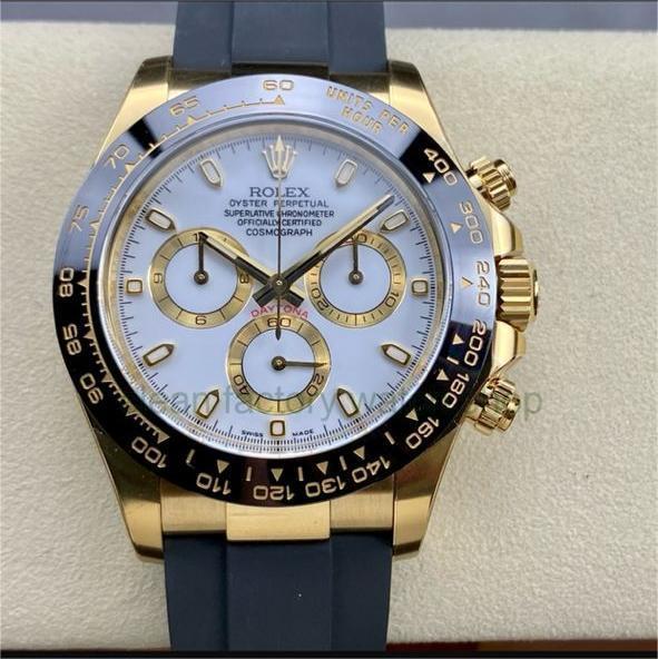 Clean Factory Rolex Daytona 116518LN-0041 40MM Yellow Gold Rubber Strap White Dial