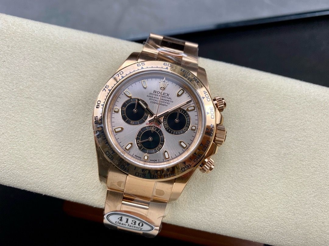 Clean Factory Rolex Daytona 116505-0003 40MM Full Rose Gold Black Eye Pink Dial