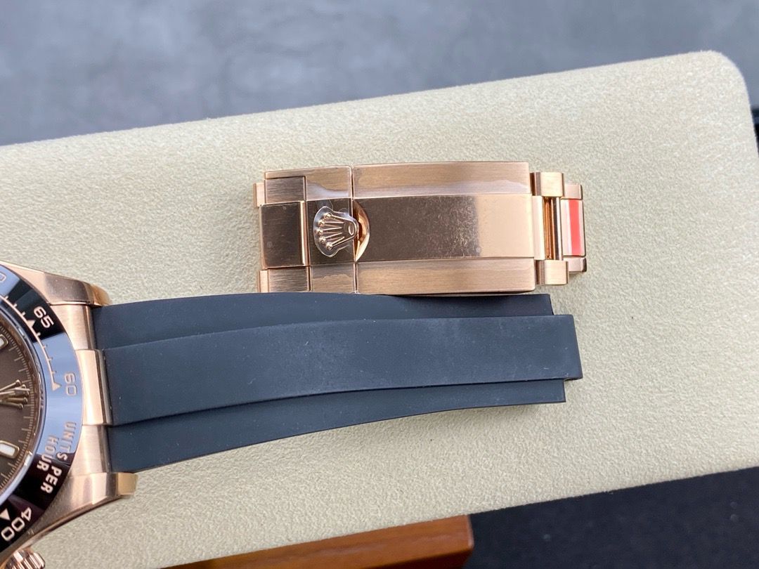 Clean Factory Rolex Daytona 116515LN-0041 40MM Rose Gold Rubber Strap Brown Dial